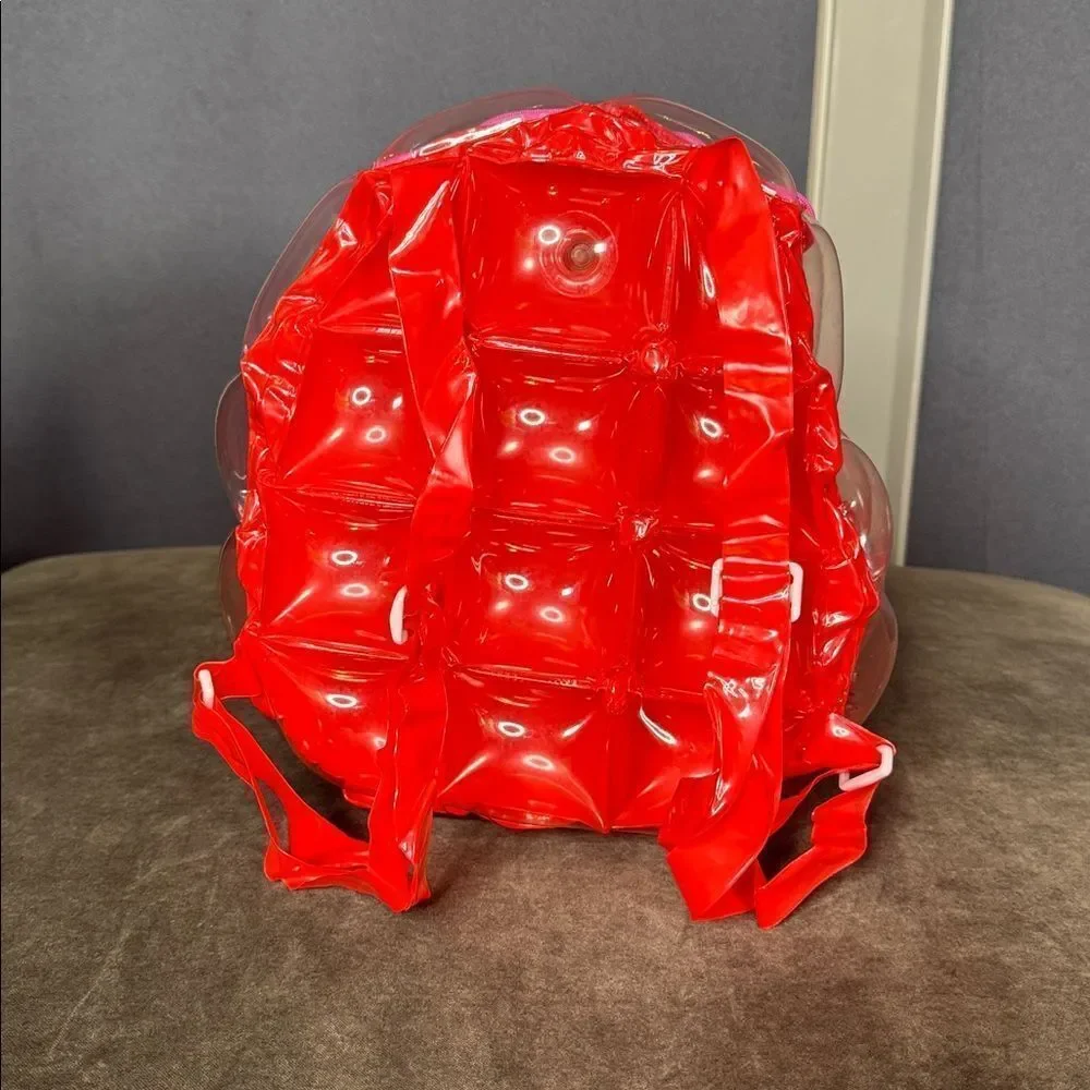 Red Inflatable Bubble BackPack Foam Ball New in Packaging One Size